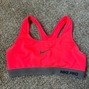 Neon pink nike sports bra